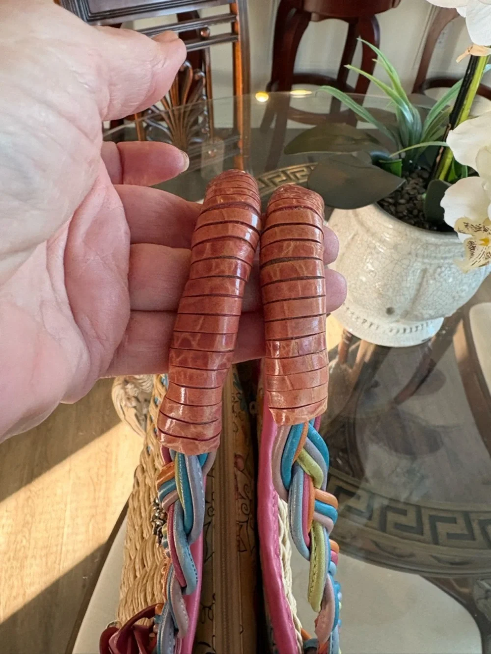 🩷🩷BRIGHTON VINTAGE VIENNA NATURAL STRAW & PINK LEATHER TRIM TOTE BAG!🩷🩷